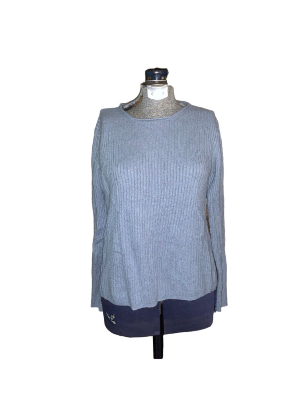 Women's Unbranded Light Blue Ribbed Crew Neck Sweater M